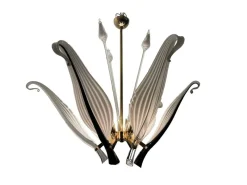 Best Pamono Black and White Murano Glass Chandelier by Franco Luce Seguso, 1960s