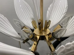 Best Pamono Black and White Murano Glass Chandelier by Franco Luce Seguso, 1960s