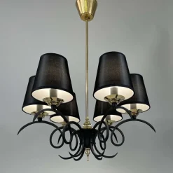 Best Pamono Black Cast Iron and Brass Chandelier from Jean Royere, France, 1950s