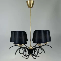 Best Pamono Black Cast Iron and Brass Chandelier from Jean Royere, France, 1950s