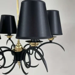 Best Pamono Black Cast Iron and Brass Chandelier from Jean Royere, France, 1950s