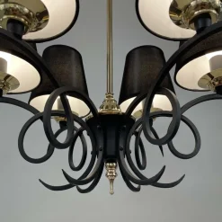 Best Pamono Black Cast Iron and Brass Chandelier from Jean Royere, France, 1950s