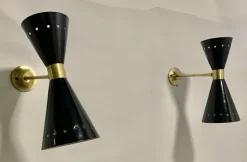 Best Pamono Black Diablo Sconce in Brass, 1950s