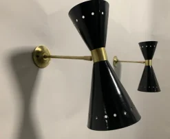 Best Pamono Black Diablo Sconce in Brass, 1950s