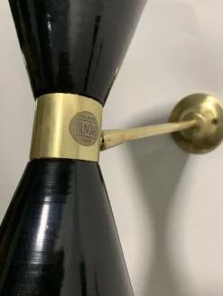 Best Pamono Black Diablo Sconce in Brass, 1950s