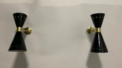 Best Pamono Black Diablo Sconce in Brass, 1950s