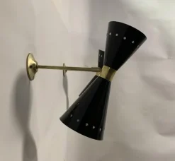 Best Pamono Black Diablo Sconce in Brass, 1950s