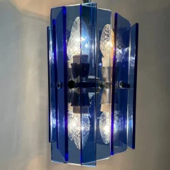 Best Pamono Blue Glass Hanging Lamp from Veca, Italy, 1970s