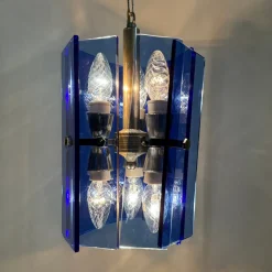 Best Pamono Blue Glass Hanging Lamp from Veca, Italy, 1970s