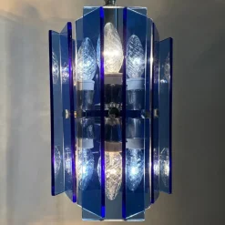 Best Pamono Blue Glass Hanging Lamp from Veca, Italy, 1970s