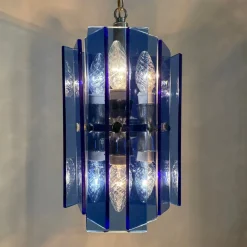 Best Pamono Blue Glass Hanging Lamp from Veca, Italy, 1970s
