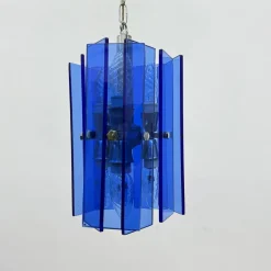 Best Pamono Blue Glass Hanging Lamp from Veca, Italy, 1970s