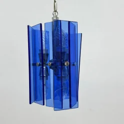 Best Pamono Blue Glass Hanging Lamp from Veca, Italy, 1970s