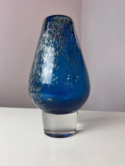 Clearance Pamono Blue Glass Vase by Heinrich Löffelhardt for Schott Zwiesel