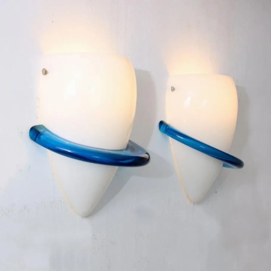 Best Pamono Blue Swan Wall Lamps by Tinu Aufiero for Venini, Italy, 1990s, Set of 2