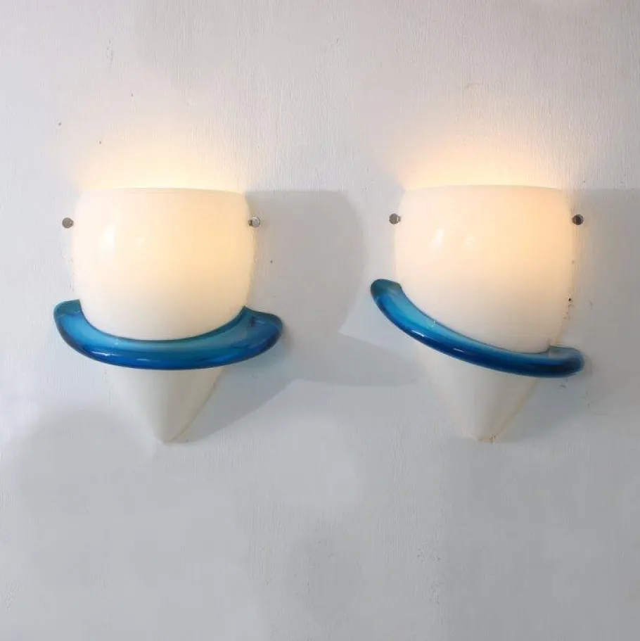 Best Pamono Blue Swan Wall Lamps by Tinu Aufiero for Venini, Italy, 1990s, Set of 2