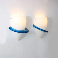 Best Pamono Blue Swan Wall Lamps by Tinu Aufiero for Venini, Italy, 1990s, Set of 2