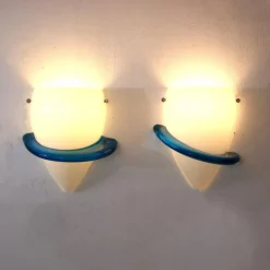 Best Pamono Blue Swan Wall Lamps by Tinu Aufiero for Venini, Italy, 1990s, Set of 2