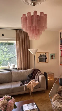 Best Pamono Bold Eclectic Pink Swirled Murano Chandeliers, Set of 3