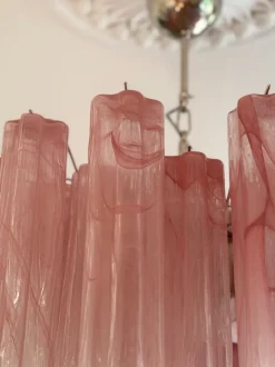 Best Pamono Bold Eclectic Pink Swirled Murano Chandeliers, Set of 3