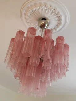 Best Pamono Bold Eclectic Pink Swirled Murano Chandeliers, Set of 3