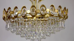 Best Pamono Brass & Lead Crystal Chandelier from Joska, 1970s