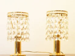 Clearance Pamono Brass and Crystal Bedside Table Lights from Bakalowits & Söhne, Vienna, Austria, 1960s Set of 2