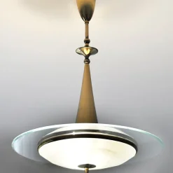 Clearance Pamono Brass and Crystal Pendant Lamp attributed to Pietro Chiesa for Fontana Arte, 1940s