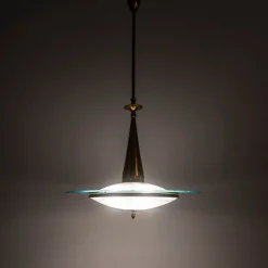 Clearance Pamono Brass and Crystal Pendant Lamp attributed to Pietro Chiesa for Fontana Arte, 1940s