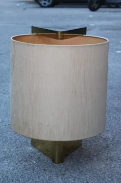 New Pamono Brass and Fabric Table Lamp by Giuliana Gramigna, 1970s