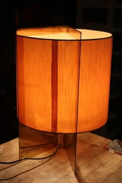 New Pamono Brass and Fabric Table Lamp by Giuliana Gramigna, 1970s