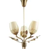 Best Pamono Brass and Glass Chandelier attributed to Paavo Tynell for Itsu, Finland, 1950s