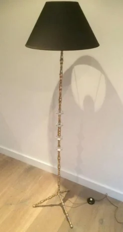 Discount Pamono Brass and Glass Floor Lamp in the style of Maison Baguès, 1960s