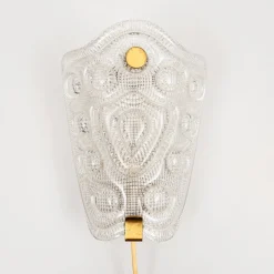 Best Pamono Brass and Glass Sconce attributed to Carl Fagerlund for Orrefors, Sweden, 1960s