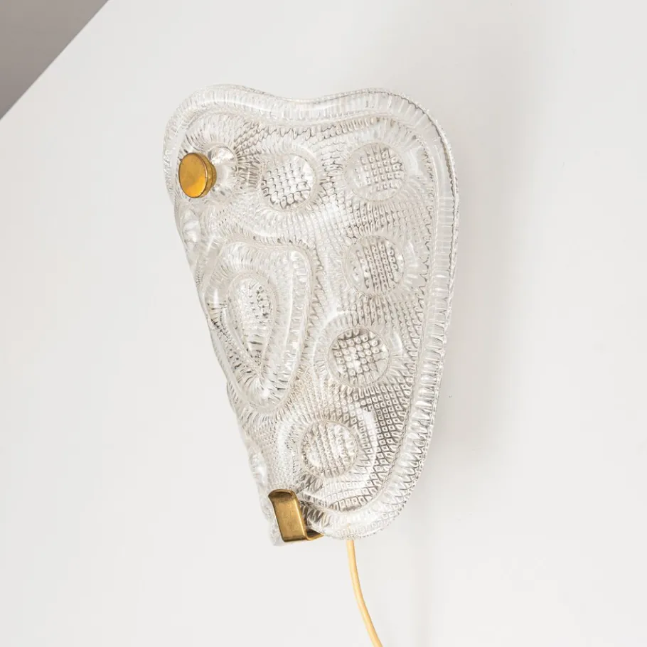 Best Pamono Brass and Glass Sconce attributed to Carl Fagerlund for Orrefors, Sweden, 1960s