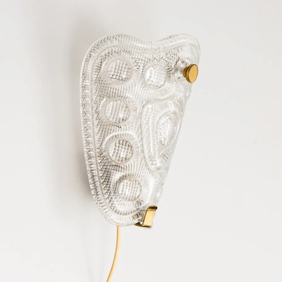 Best Pamono Brass and Glass Sconce attributed to Carl Fagerlund for Orrefors, Sweden, 1960s