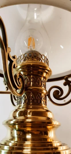 New Pamono Brass and Opal Glass Floor Lamp