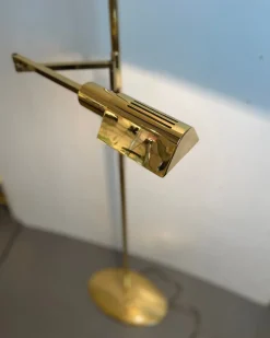 Pamono Brass and Opaline Floor Lamp by Milan, Spain, 1980s