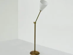 Online Pamono Brass and Perforated Metal Adjustable Floor Lamp from BAG Turgi, Switzerland, 1950s