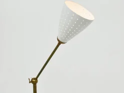 Online Pamono Brass and Perforated Metal Adjustable Floor Lamp from BAG Turgi, Switzerland, 1950s