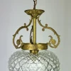 Best Pamono Brass and Pressed Crystal Pendant Light