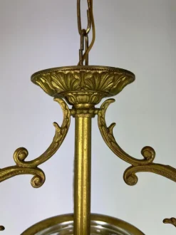 Best Pamono Brass and Pressed Crystal Pendant Light