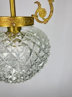 Best Pamono Brass and Pressed Crystal Pendant Light