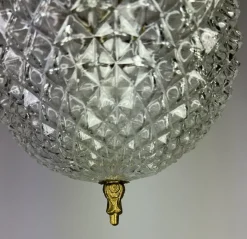 Best Pamono Brass and Pressed Crystal Pendant Light