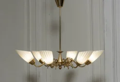 Clearance Pamono Brass Chandelier, Sweden, 1950s