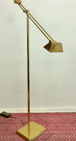 New Pamono Brass Counter Balance Floor Reading Lamp from Hilleband, 1970s
