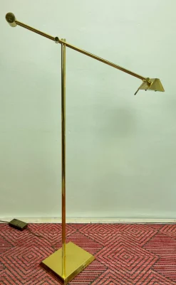 New Pamono Brass Counter Balance Floor Reading Lamp from Hilleband, 1970s