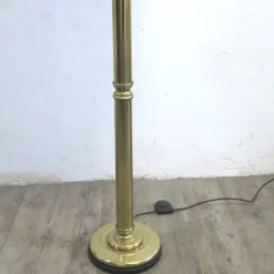 Hot Pamono Brass Floor Lamp with Fabric Shade, 1960s