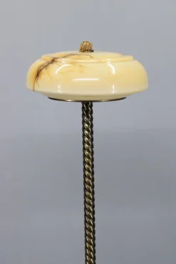 Pamono Brass Floor Lamp with Glass Shade, 1940s