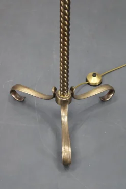 Pamono Brass Floor Lamp with Glass Shade, 1940s